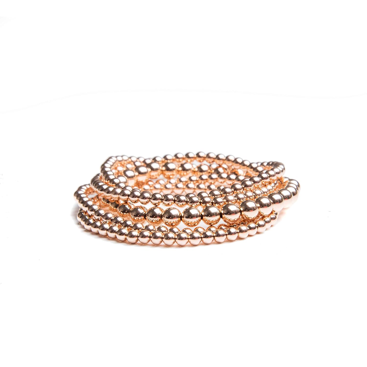 Rose Gold Bead Bracelet, 14K Rose Gold Filled Beaded Ball