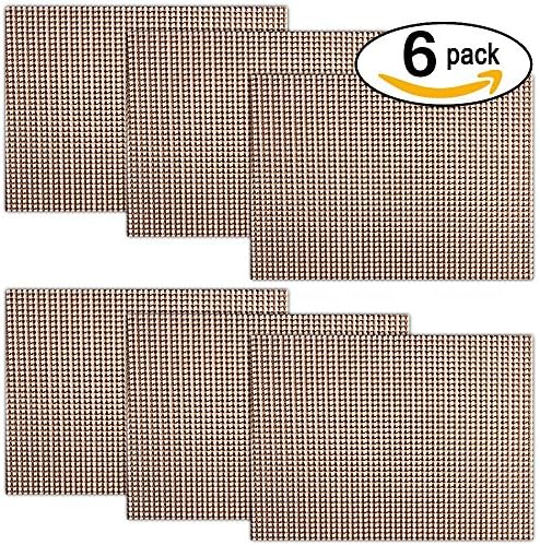 Crenstone Woven Placemats for Dining Table -- Premium Set of Woven Vinyl Placemats, Easy to Clean Rectangular Table Mats (Set of 6, Bronze Silver Metallic)
