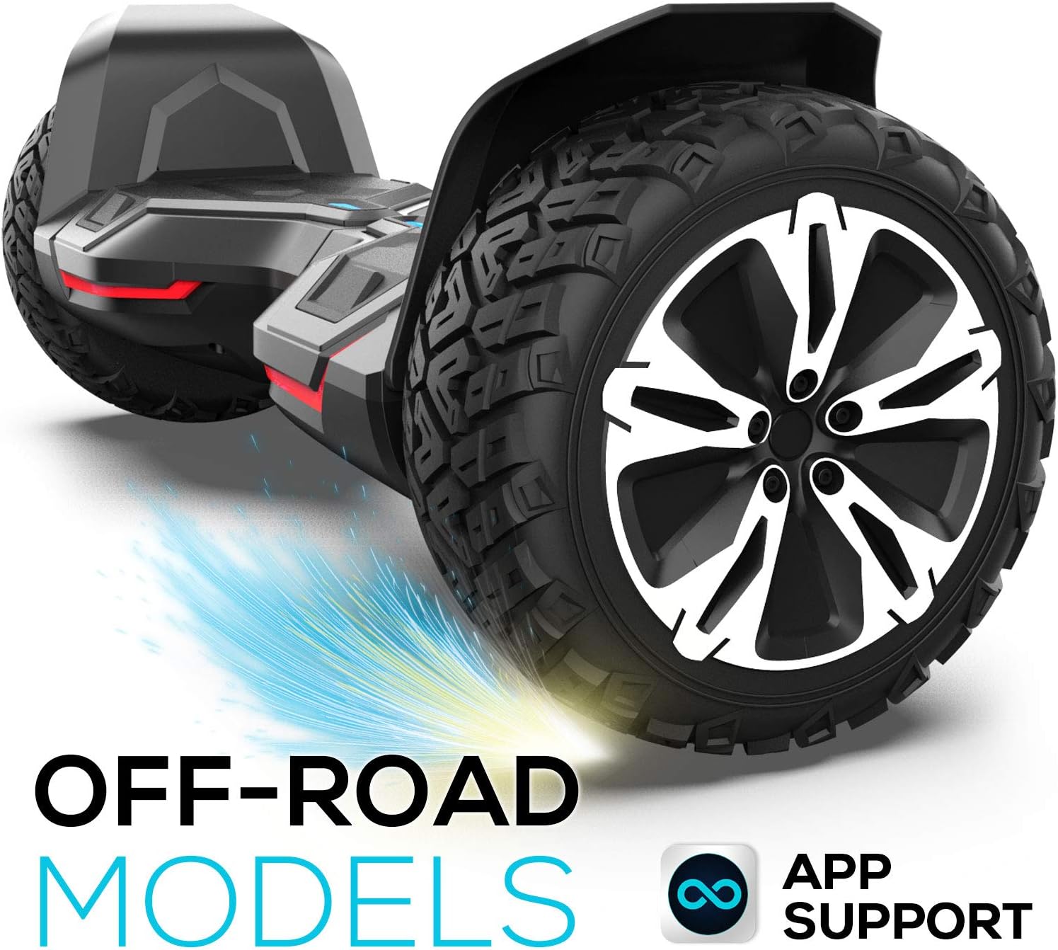 Hoverboard Off Road All Terrain Warrior Hoverboards with 8.5 inch Tires, self Balance Hover Board with Colorful LED Lights UL2272 Certificated and Music Speaker app Function Smart Hoverboard