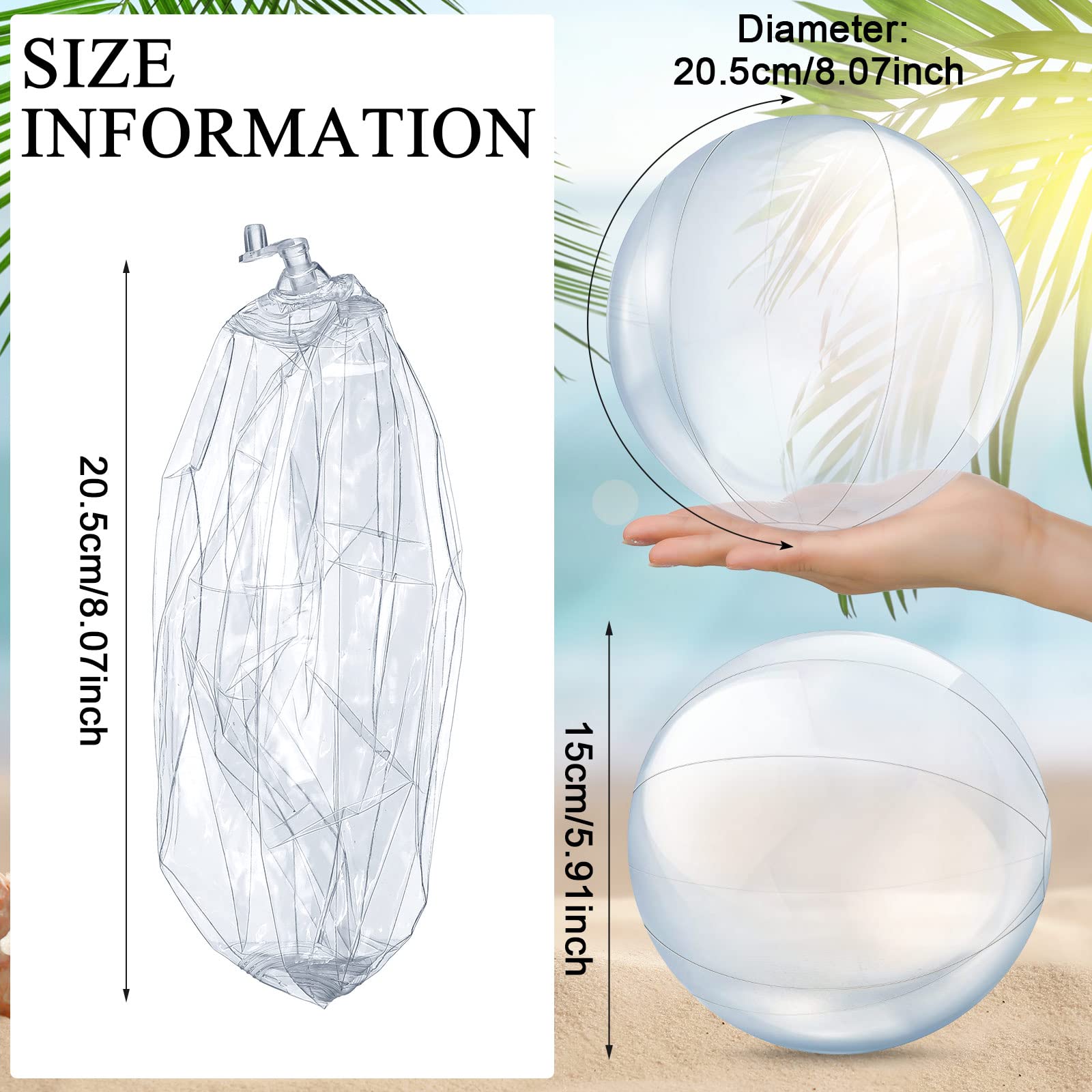 Yinder 24 Pieces Inflatable Beach Ball 6 Inches Pool Floating Ball Under The Sea Party Decorations Bubble Ocean Summer Pool Toys Party Supplies (Classic,Clear)