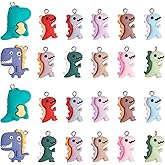 COGCHARGER 24 Pieces Dinosaur Charms Pendants Animal Shape Resin Charm Colorful Dinosaur Pendant for Jewelry Necklace Bracelet Earring Making Crafts