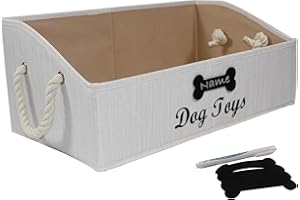 Brabtod Trapezoid Dog Toy Basket,Large Dog Toy Bin,Dog Toy Box,Fabric Dog Toy Basket with Rope Handle,Storage Organize bin for Pet Toys/Pet Stuff-Can be Personalized -Beige