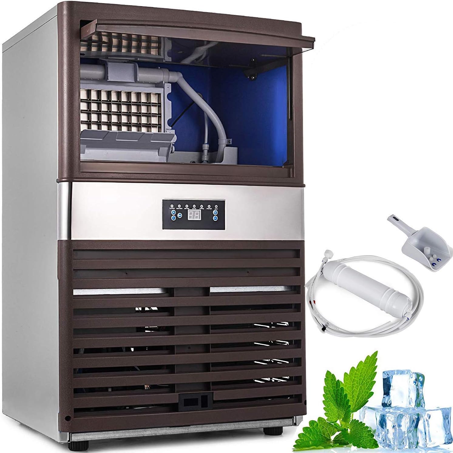 VEVOR Commercial Ice Maker 110V Stainless Steel Portable Automatic