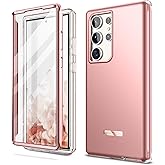 SURITCH for Samsung Galaxy S23 Ultra Case, [Built-in Screen Protector] [Dual-Layer Protection ] Full Protection Shockproof Rugged Bumper Phone Cover for Samsung S23 Ultra 6.8 Inch - Rose Gold