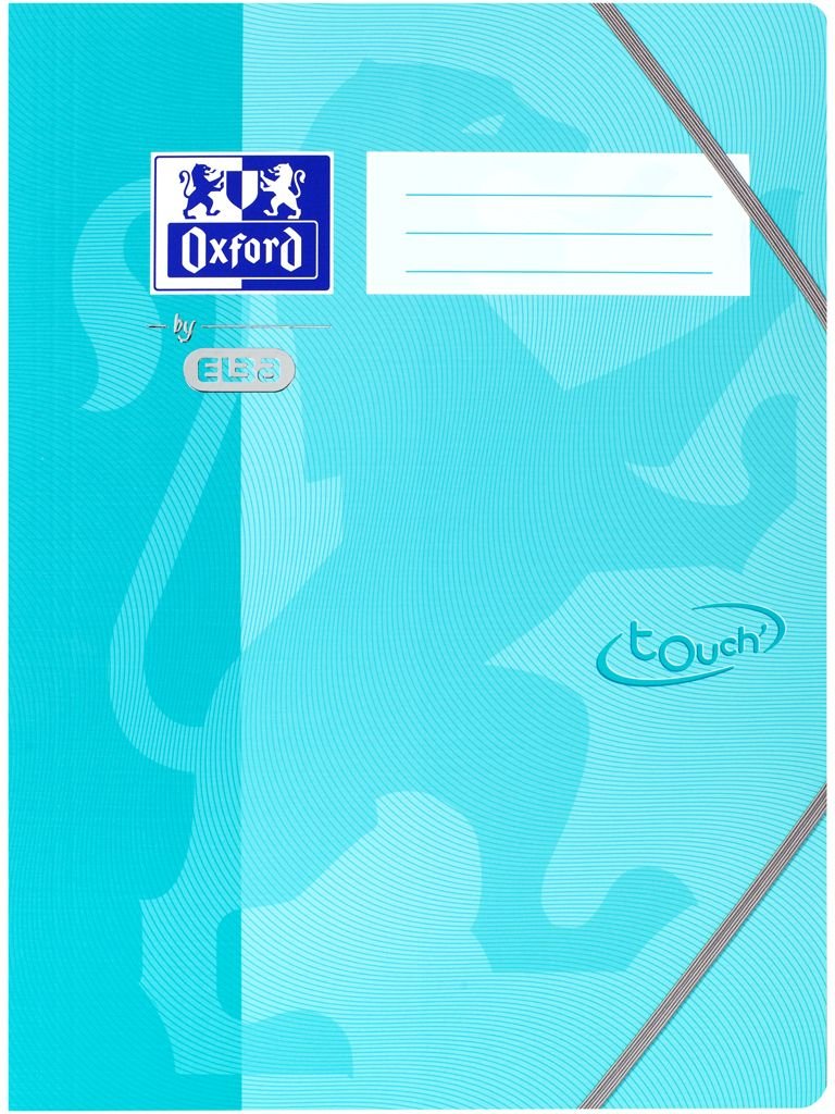 Oxford by Elba Folder with Elastic Corner Straps for Secure Closure, 3 Rounded Flaps, Hard Cardboard with Soft Touch Surface A4, 1 Stück Aqua