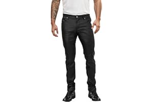 ETHANOL Mens Slim Fit Stretch Fashion Casual Faux Leather Pants