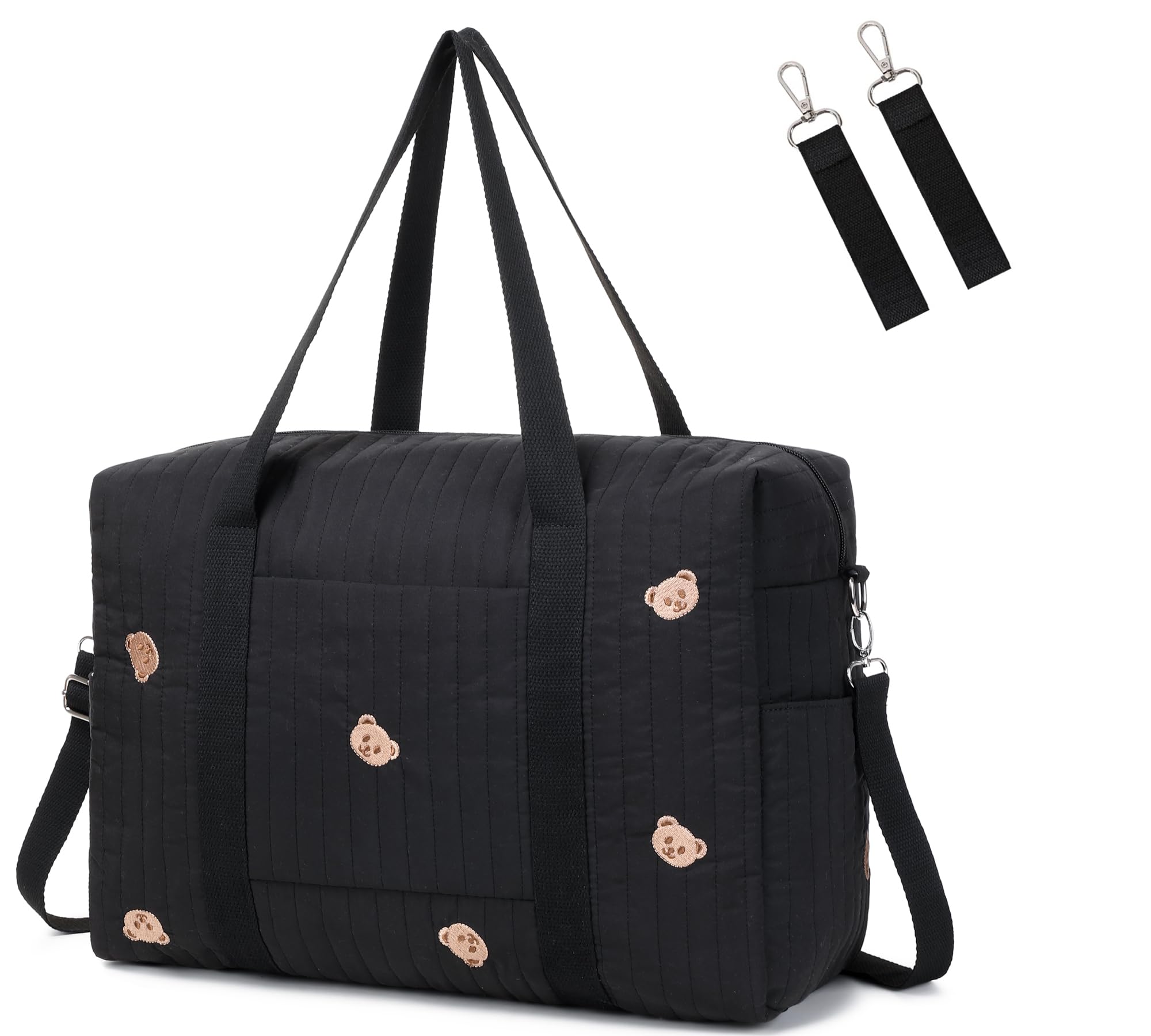 Photo 1 of LORADI Diaper Bag Tote with Insulated Pockets and Stroller Hooks for Travel (Black-gold, Large)