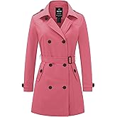 wantdo Women's Waterproof Trench Coat Classic Lapel Outerwear Coat with Belt