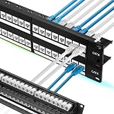 Rapink Patch Panel 48 Port Cat6 with White Inline Keystone 10G Support, Pass-Thru Coupler Patch Panel UTP 19-Inch with Removable Back Bar, 1U Network Patch Panel for Cat6, Cat5e, Cat5 Cabling