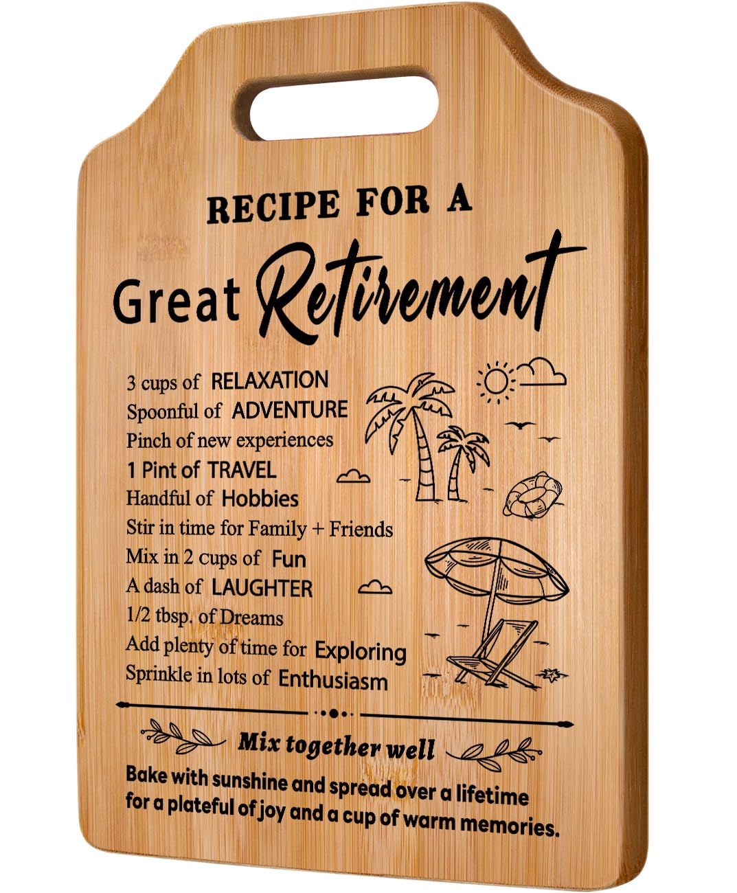 Gleevara Retirement Gifts for Women, Exquisite Bamboo Chopping Board, Happy Retirement Gifts for Women Men, Retirement Gift Ideas for Teachers, Nurses