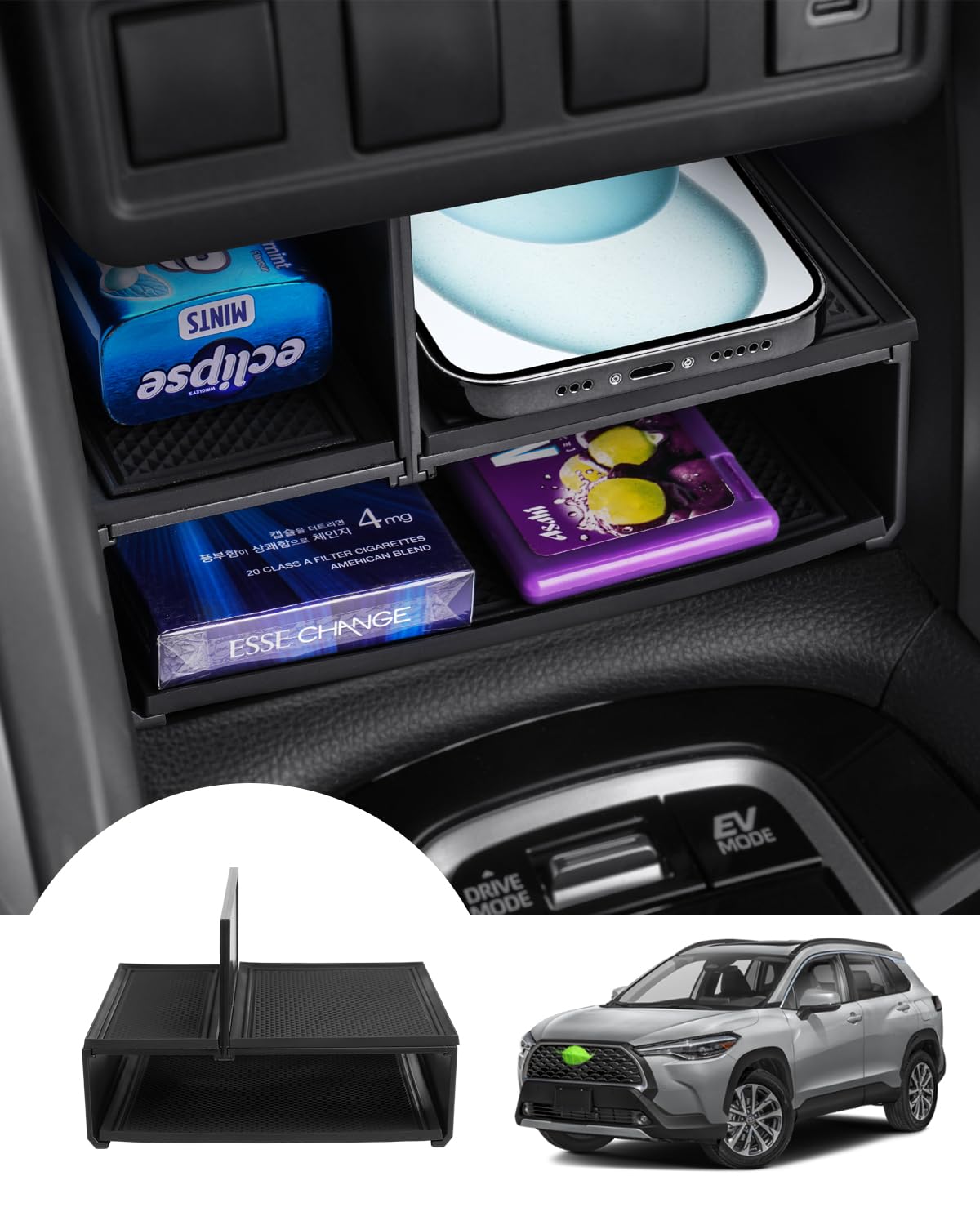 Photo 1 of Autorder Center Console Organizer for Toyota Corolla Cross 2022 2023 2024 2025 Without Wireless Charger Accessories Armrest Storage Box Secondary Insert Tray Partition Panel Black(NOT?for Corolla)