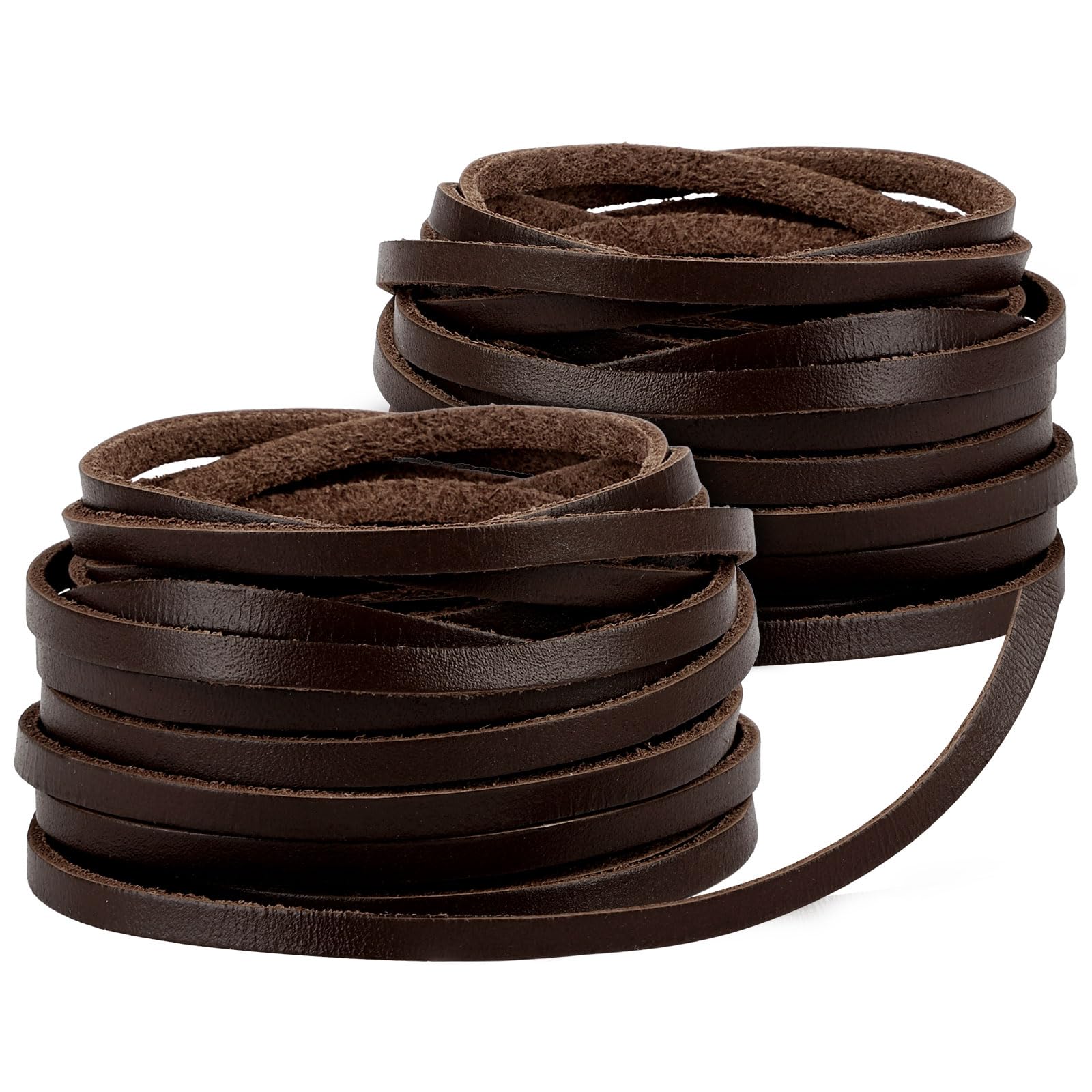 Photo 1 of 10 Yards Flat Genuine Leather Cord, 3/4/5 mm Available, Real Leather Strips, Natural Leather String, Braided Braiding String for Jewelry Making, Necklace, Tool, Crafts (Dark Brown, 4mm)