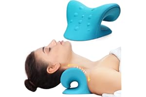Neck and Shoulder Relaxer Traction Pillow for Muscle Relax Neck Pillow Neck Stretcher (Blue)