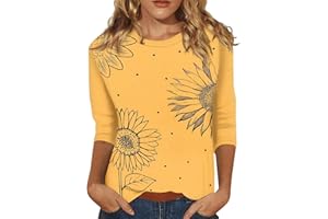 MABUTINGTI 3/4 Length Sleeve Womens Tops 2024 Floral Print Vintage Fashion Casual Loose with Round Neck Plus Size Shirts