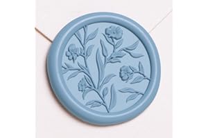 UNIQOOO Wax Seal Stickers - 3D Floral Wedding Invitation Envelope Seal Sticker, 50 Pcs Self- Adhesive Flower Dusty Blue Stickers, Perfect for Invitation, Christmas, Gift Wrapping