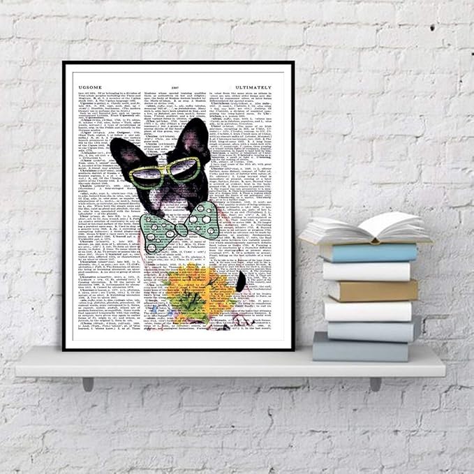 Hahastore Hund Druckbare Art Deco Bild Skandinavischen Dekoration Dedroom Poster Und Drucke Tier Leinwand Worterbuch Kunst Leinwand No Frame Amazon De Kuche Haushalt