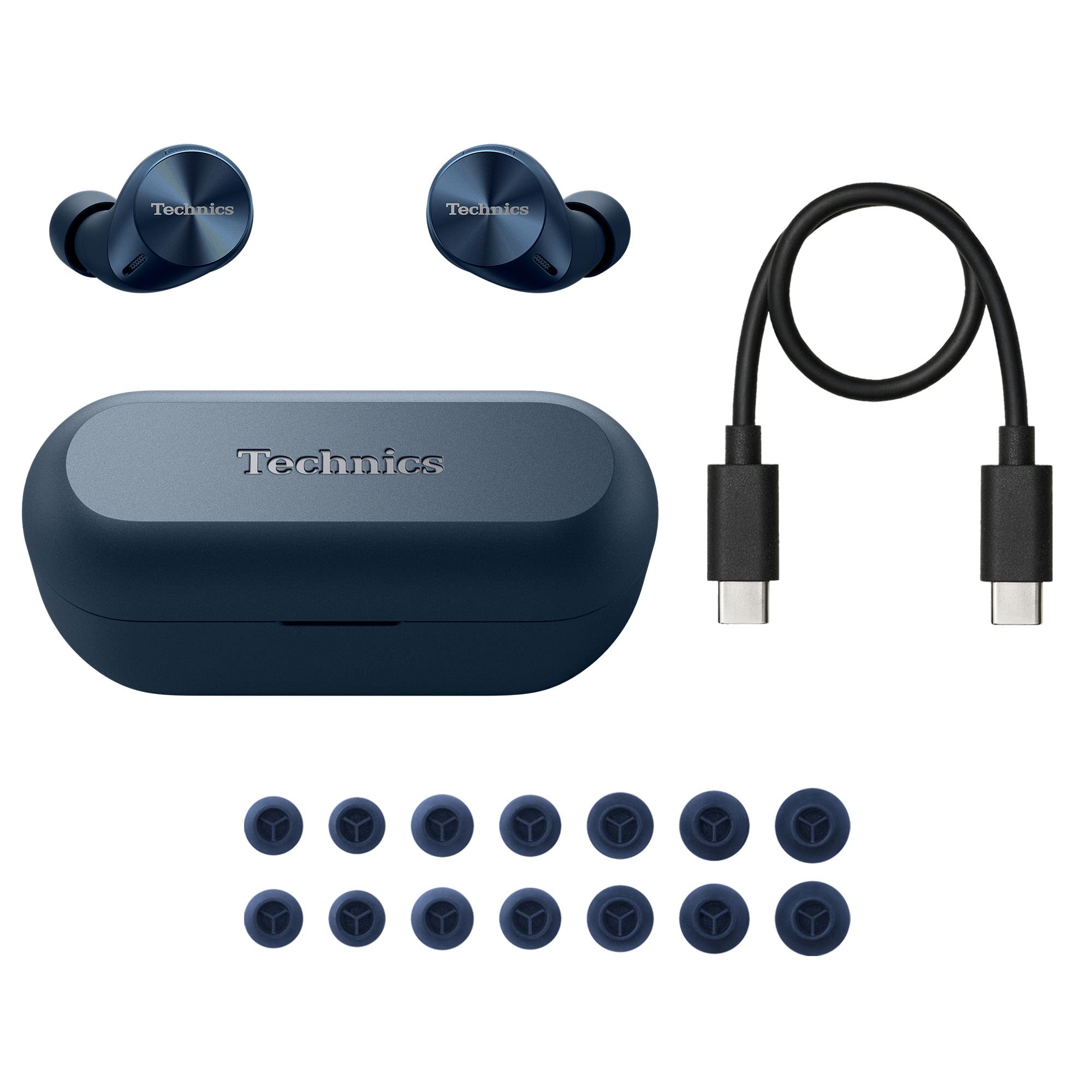 Technics HiFi True Wireless Multipoint Bluetooth Earbuds with Noise Cancelling, 3 Device Multipoint Connectivity, Wireless Charging, Impressive Call Quality, LDAC Compatible - EAH-AZ60M2-A (Blue)
