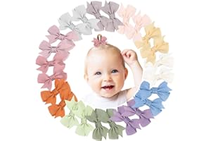24PCS 2inch Hair Clips, Oaoleer Girls' Fully Lined Tiny Bows Alligator Clips for Infants Toddlers (12 Colors, Style D)