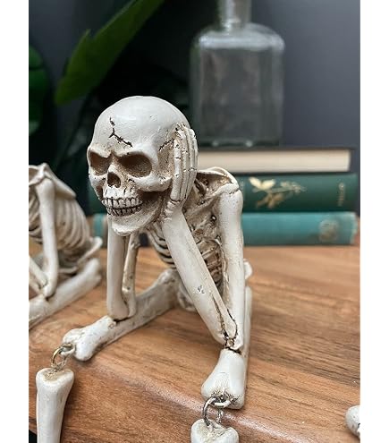 Skull Statues Set Resin Skeleton Shelf Sitters Sitting Figurines