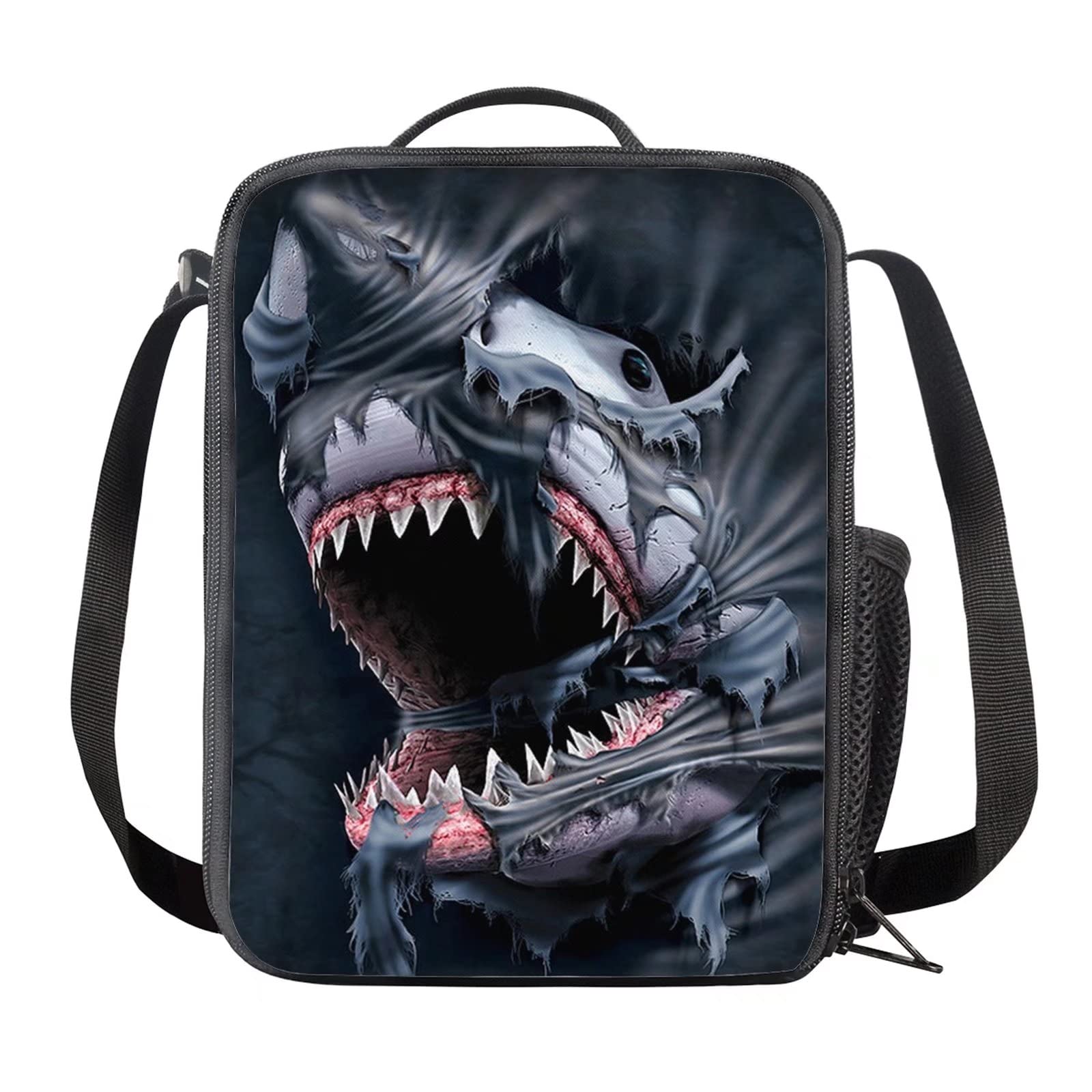 STUOARTE Insulated Lunch Bag for Kids Boys,Cool Dinosaur Print Thermal Picnic Bags with Bottle Holder and Adjustable Shoulder Strap for School Picnic Travel