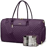 Weekender Travel Duffle Bag for Women: Overnight Bag with Shoe Compartment Carry on Bags for Airplanes with Toiletry Hospital Weekend Yoga Gym Bag with Wet Pocket Travel Duffel Tote Bag Purple