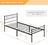 Yaheetech 3ft Single Metal Bed Frame with Headboard Footboard Black view 2
