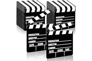 Jecery 40 Pcs Movie Film Clap Board 7 x 8 Inch Clapboard Directors Clapper Clapboard Movie Night Party Decorations Writable Cut Action Scene Board Centerpiece for Photo Prop (Black)