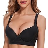 SOLODORO Plus Size Push Up Bra for Women Hide Back Fat Smoothing Bra Seamless Underwire T-Shirt Bra