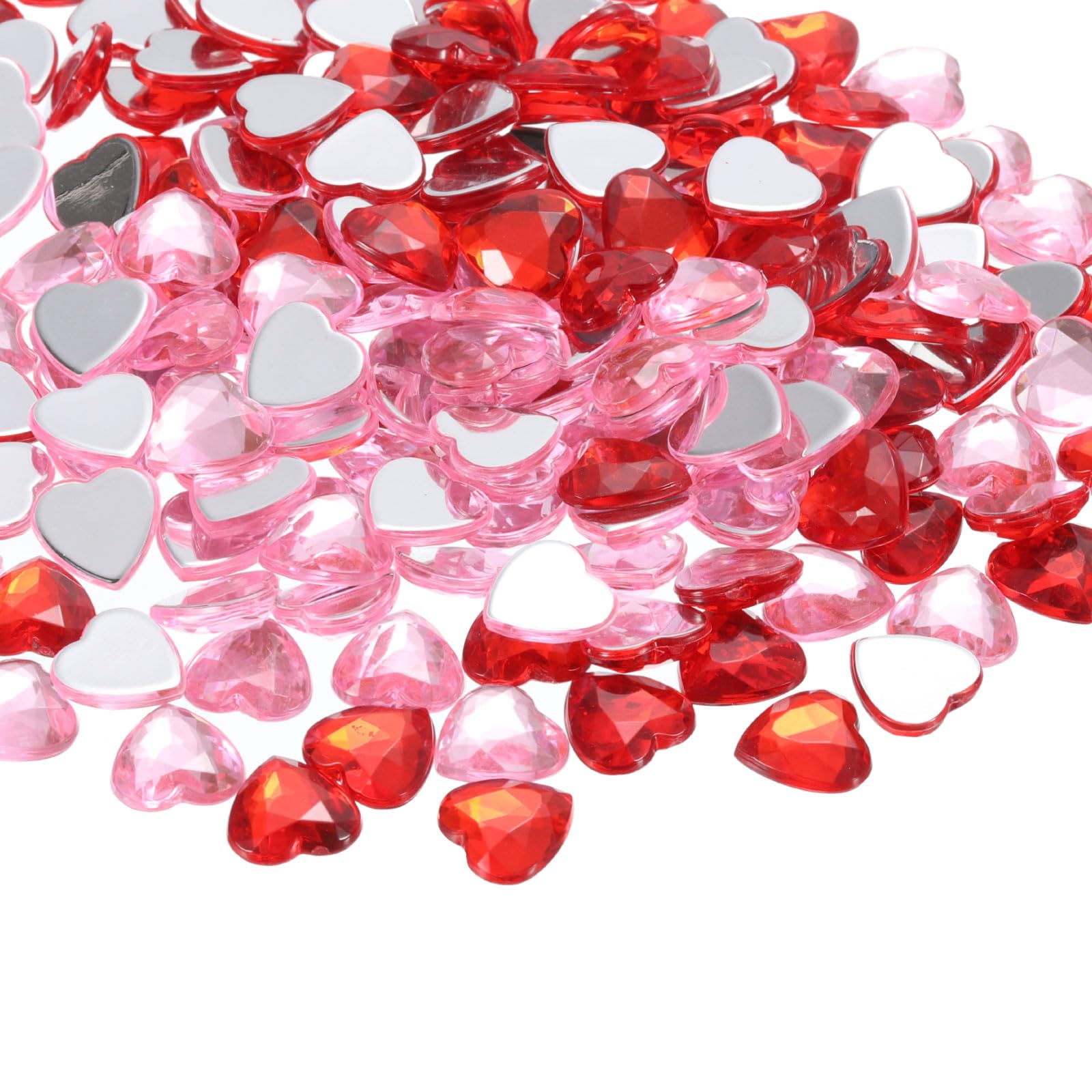 PATIKIL Acrylic Hearts for Valentine's Day, 200 Pieces Heart-Shaped Crystals Gems Vase Fillers Table Scatter Ornaments for Party Wedding Decoration, Red, Pink
