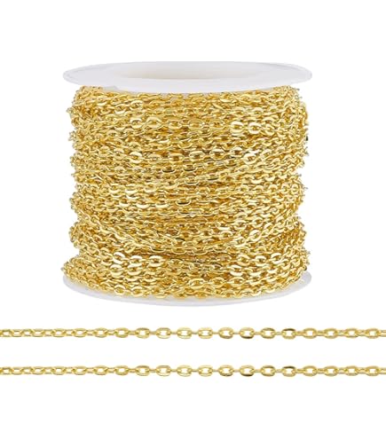 Chaînes Fer Galvanisé Sans Nickel Kit Chaîne Bijoux 39 Pieds + 120 Anneaux + 40 Fermoirs - Fabrication Colliers DIY 4 Couleurs