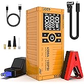 Jump Starter with Air Compressor, Battery Jumper Starter Portable(9.0 Gas/6.5L Diesel) with Tire Inflator, 12V Car Battery Jump Starter with Smart Jumper Cables, LED Light, LCD Display