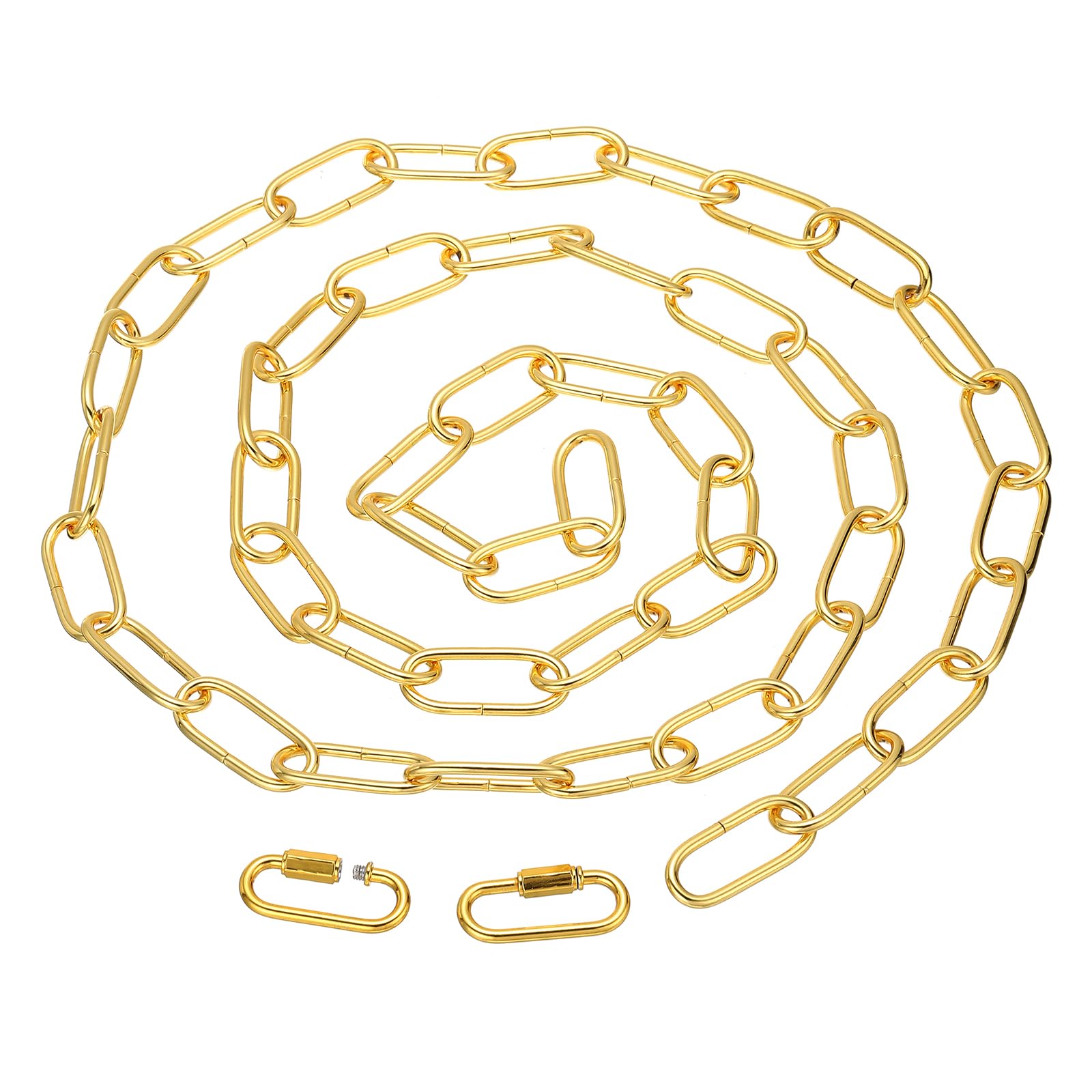 PATIKIL 6ft Lighting Hanging Chain, Metal Looping Chain with Quick Link Screw Lock Connectors for Hanging Plant Pendant Chandelier Light Fixture, Gold Tone