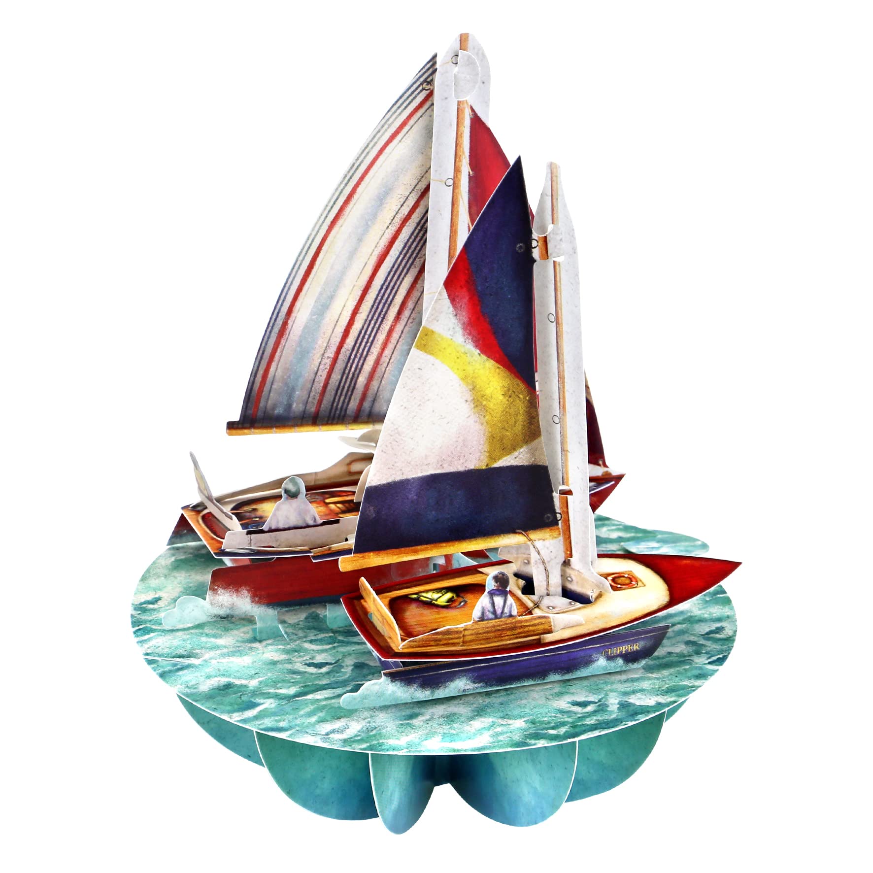 SANTORO Pirouette, 3D Pop Up Greeting Card - Sailing and Boats - For Him, Her, Dad, Mum, Son, Daughter, Birthday, Father's Day
