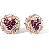 Santuzza 925 Sterling Silver Round Shape Gemstone Earrings White Cubic Zirconia Poker Four Suits Stud Earrings for Women