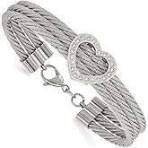 Bracelet White Stainless Steel bracelet Themed Cubic Zirconia CZ 7.5 in