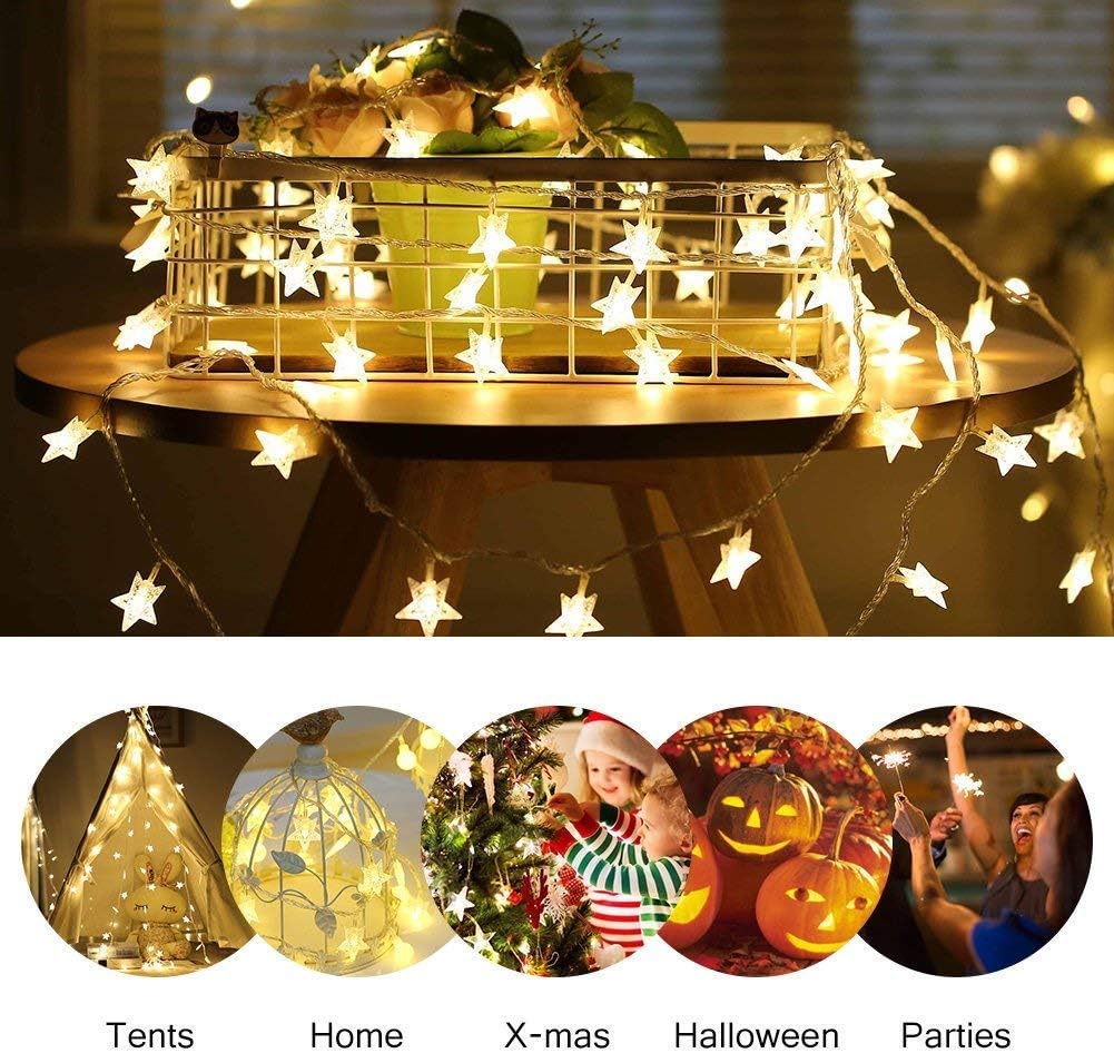 Star Fairy Lights, 70 LED 33FT/10M Twinkle Star LED Battery Powered String Lights Waterproof for Bedroom Outdoor, Indoor
