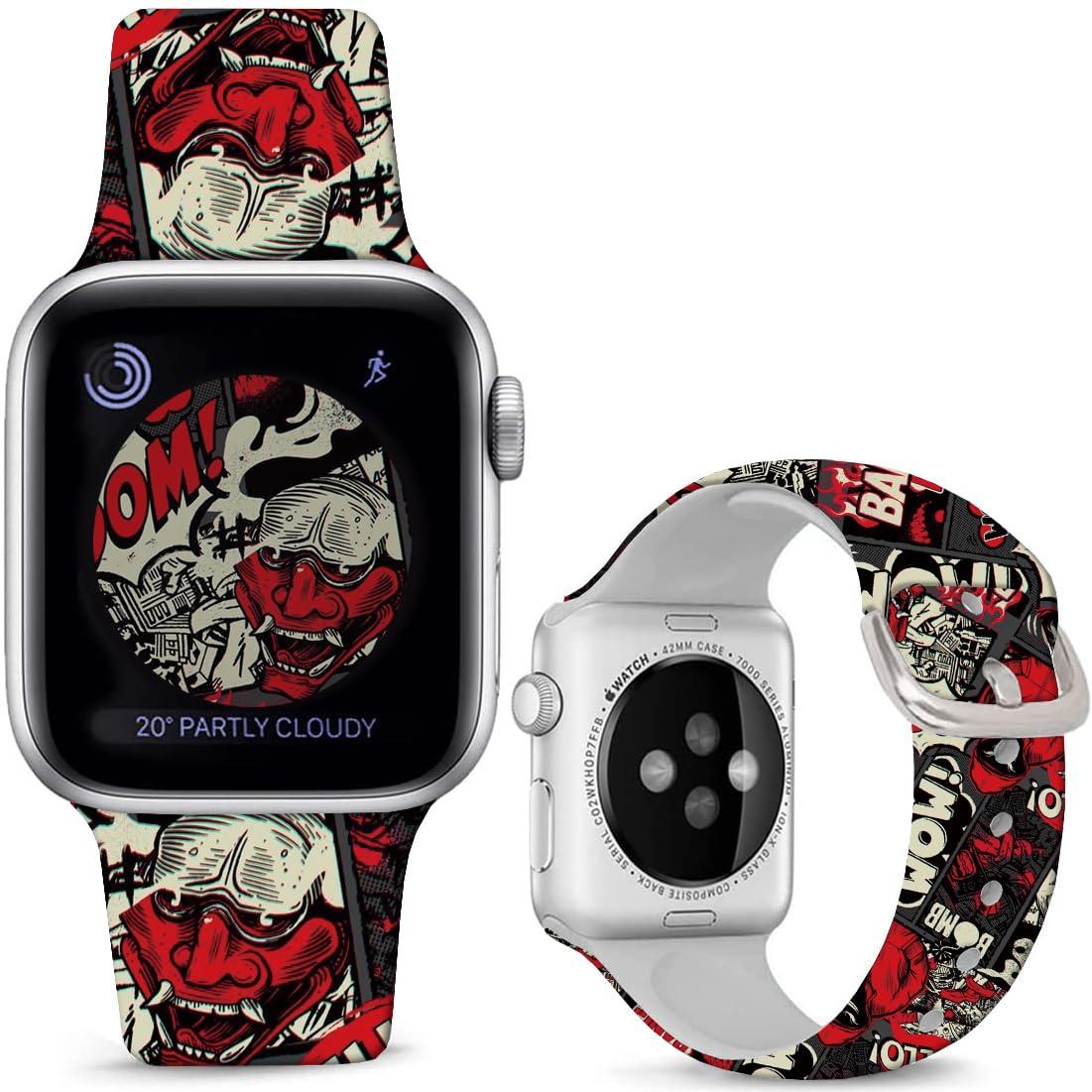 Leotop Compatible with Apple Watch Band Horror Ghost Face Red 38mm 40mm 41mm,Soft Silicone sport Fancy Strap Compatible with iWatch Series 9 8 7 6 5 4 3 2 1 SE/SE 2 for Kids Men Women.