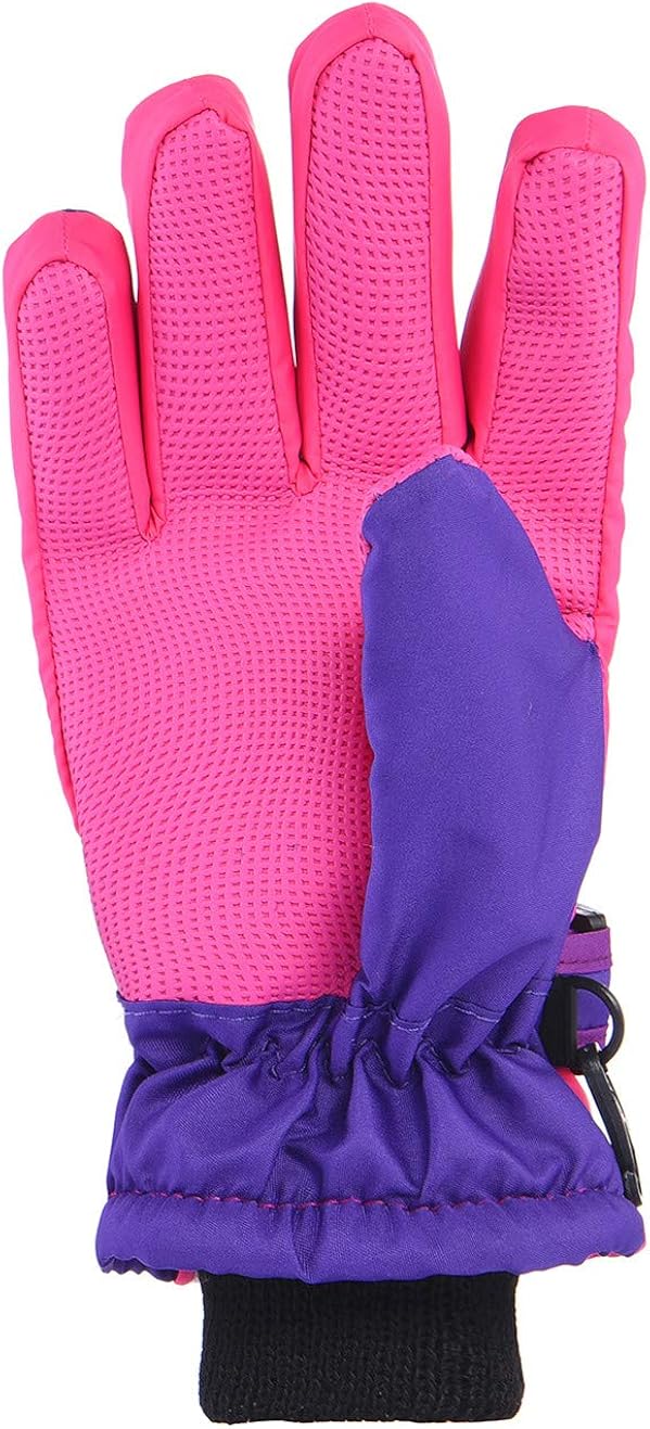 Insulated Winter Cold Weather Ski Gloves for Kids (Boys and Girls) Waterproof Windproof (Purple): Clothing