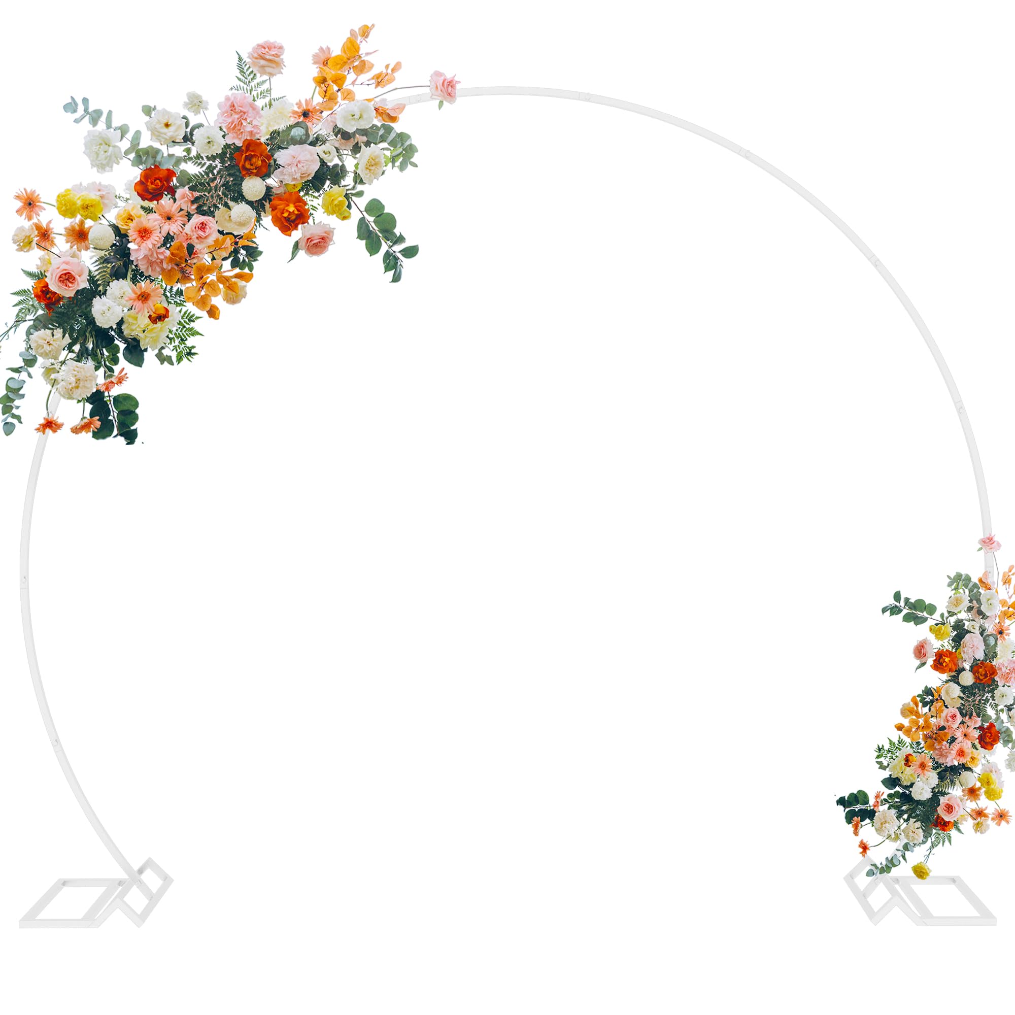 Photo 1 of Fomcet 7.2FT Round Backdrop Stand White Metal Circle Balloon Arch Frame for Birthday Wedding Party Anniversary Valentine Wedding Ceremony Decorations Thickened Square Tubes