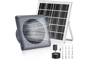 PROZILON Solar Powered Exhaust Fan, 25W Solar Panel+8" High Speed Solar Powered Fans, Solar Exhaust Intake Fan Kit with Bracket, Anti-backflow Valve, Power Adapter, Vent Fan for Shed, Greenhouse, Attic