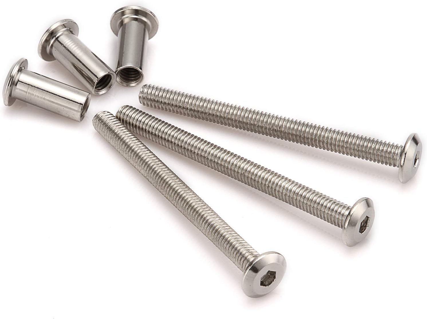 Anmas 10pcs M6 Length 50mm Furniture Joint Connector Bolt & Cap Nut Kit