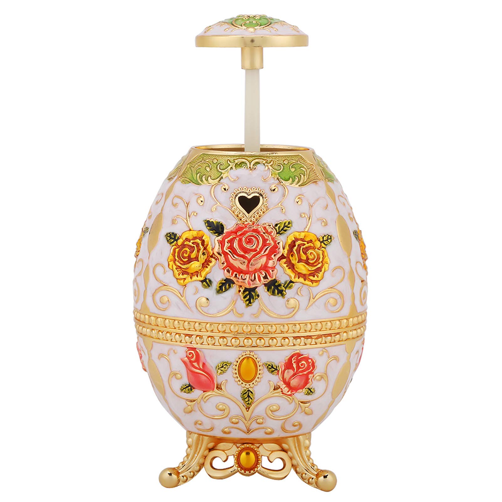 Vintage Metal Tin Alloy Toothpick Holder Hand Press Toothpick Dispenser Flower Pattern(#1)