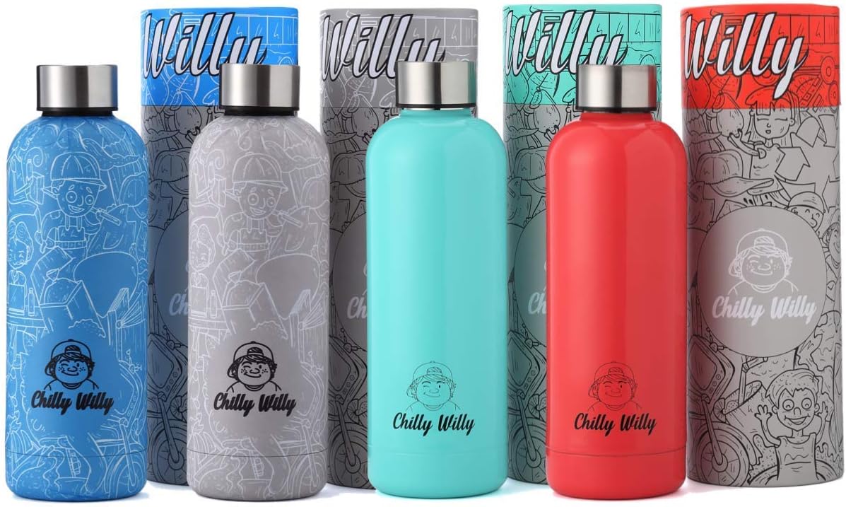 Chilly Willy Water Bottle | Vacuum Insulated Double-Walled | Reusable Stainless Steel Hydro Water Bottle 500 ml | INSULATED (Temperature Control), SPILL PROOF & SUSTAINABLE