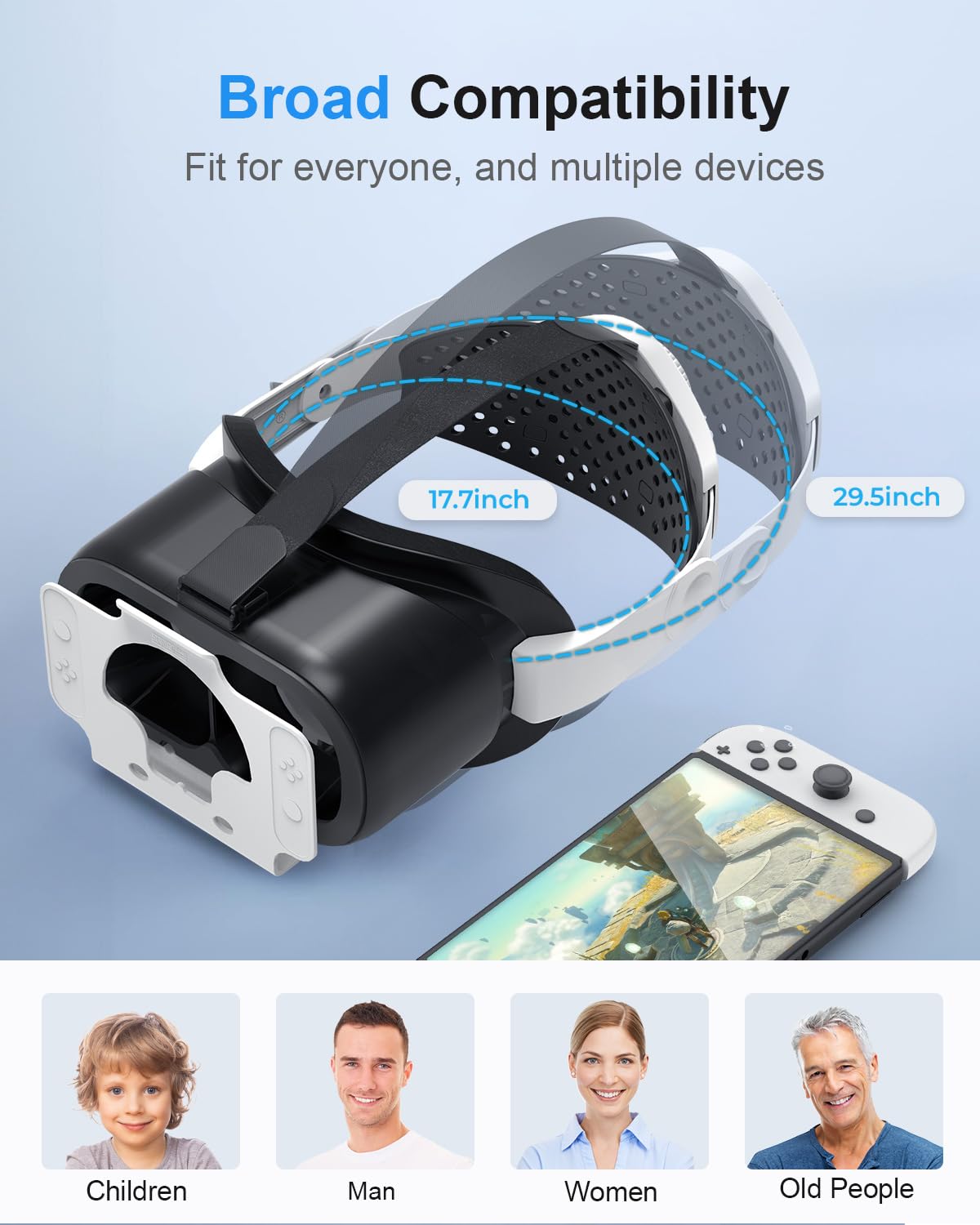 Aufgewertet VR Brille für Nintendo Switch/Switch OLED Modell, 3D Virtual Reality Headset Spiele Zubehör mit Anpassbaren HD-Gläsern und Elite Strap, Switch VR Labo Goggles Brille 5
