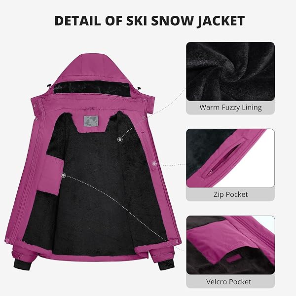 CAMEL CROWN WOMEN’S SKI JACKET WATERPROOF WARM WINTER SNOW COAT HOODED MOUNTAIN OUTDOOR WINDBREAKER WINDPROOF JACKET