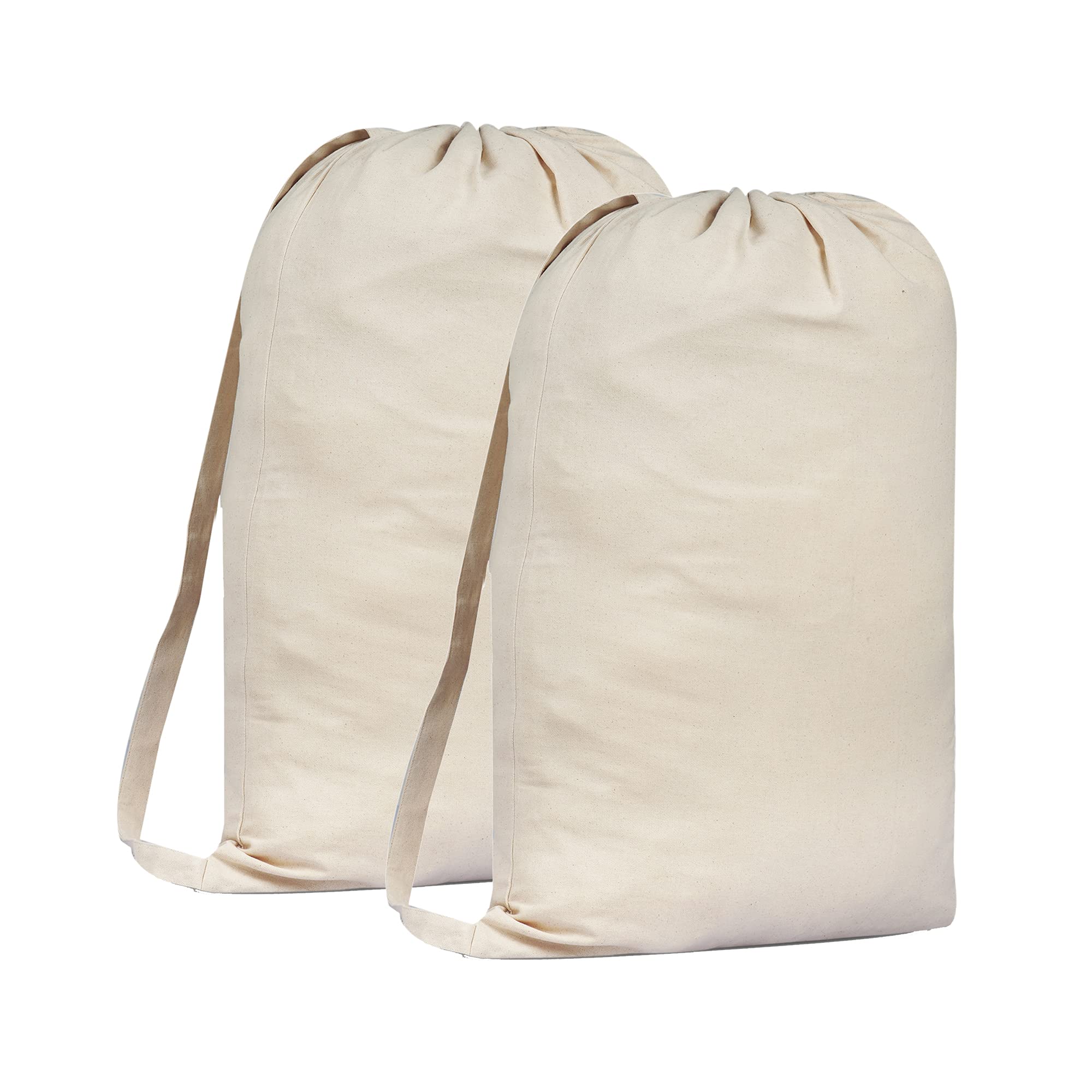 Sweet Needle 2 Pack Premium Canvas Laundry Bag with Shoulder Strap, 75x56 CM 40L - 100% Cotton, Fabric Weave Durable, Drawstring with Cord-Lock, Machine Washable Laundry Liner for Laundry Hampers