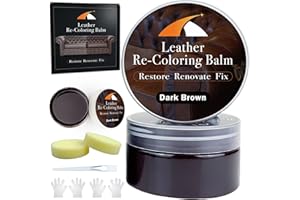 KIEPOL Dark Brown Leather Repair Kit, Dark Brown Leather Recoloring Balm, Leather Dye - Restore & Renew Scratch, Faded and Aged Leather & Vinyl Couches, Boots, Car Seats or Leather Furniture