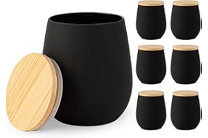 Craft & Venture Candle Jars for Making Candles - 6 pack, 11oz Glass Jar with Bamboo Lids, Matte Black, Empty Candle Containers - Candle Vessels for Bulk Candle Making Supplies. (Oval)
