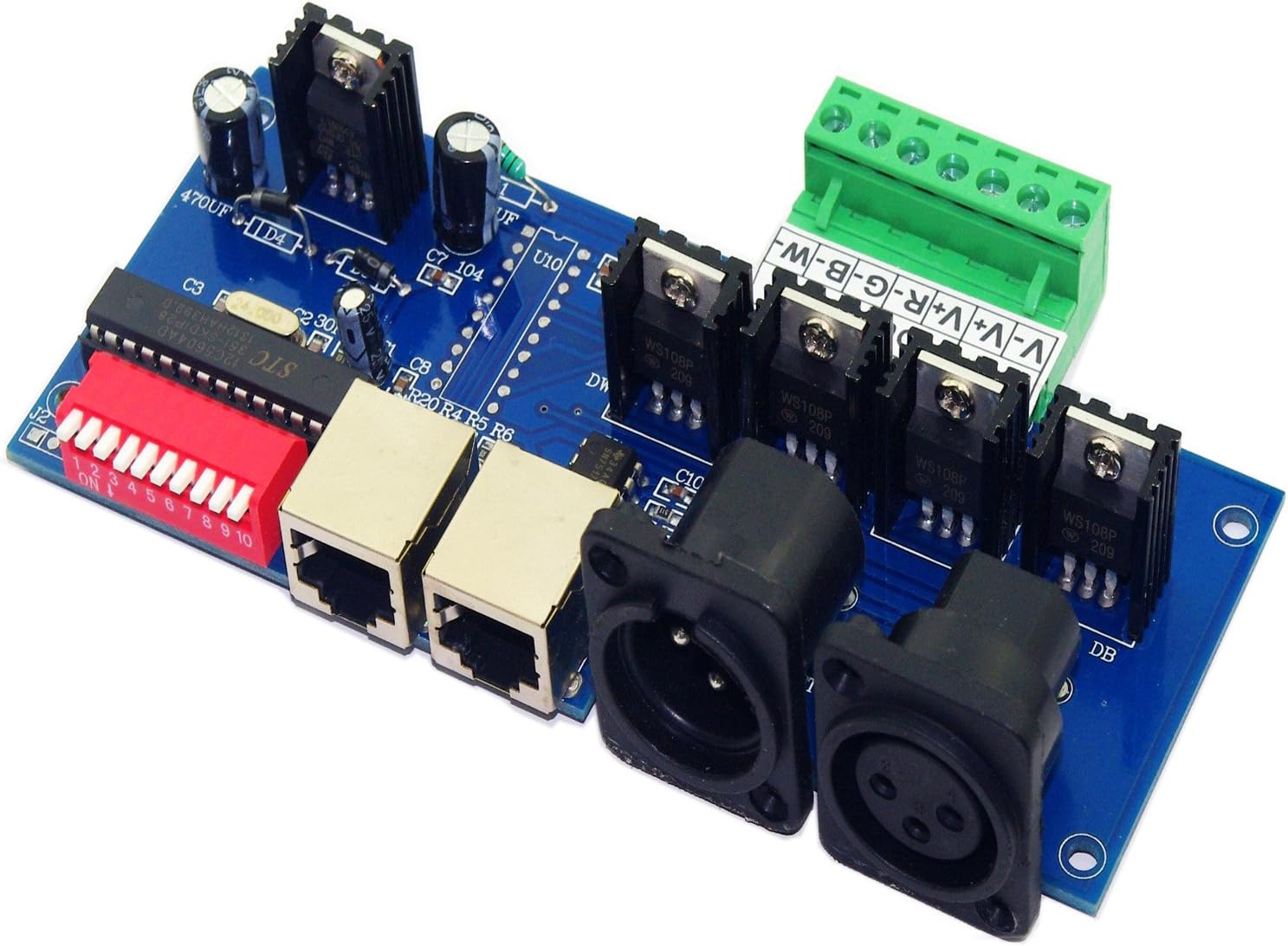DMX512 RGBW 4 Channel DMX Controller Decoder Screw Terminals DIP Switch