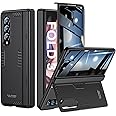 Kaiiecal for Samsung Galaxy Z-Fold-3 Privacy Case:[Hidden Kickstand][Wireless Charging] Slim Hinge Protection Lightweight Stand Phone Cover Case with Privacy Screen Protector Black